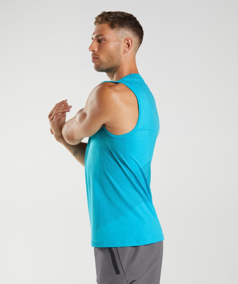 Men's Gymshark Apex Seamless Tanks Blue | NZ 9GWFDS